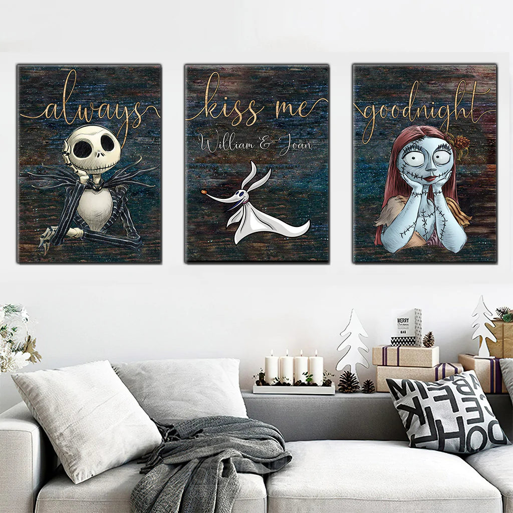 Always Kiss Me Goodnight - Personalized Couple Nightmare Poster & Canvas Set