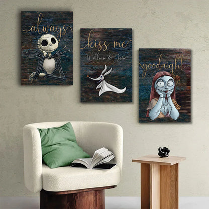 Always Kiss Me Goodnight - Personalized Couple Nightmare Poster & Canvas Set