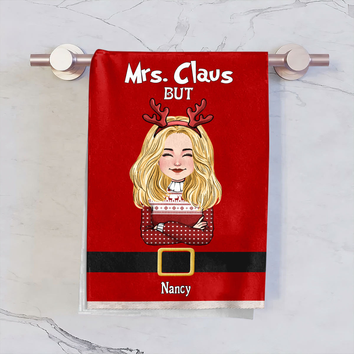 Mrs. Clause But Married To The Green Mischief - Personalized Couple Towel