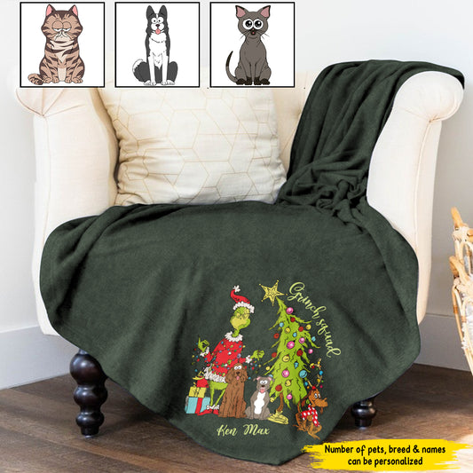 Merry Christmas Green Mischief Dog Cat - Personalized Dog Blanket