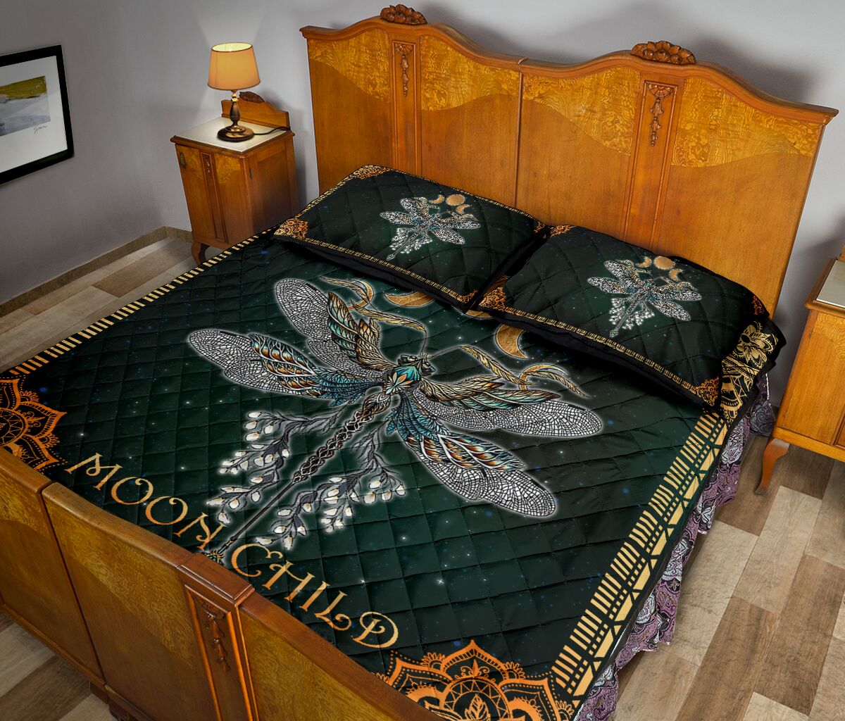 Stay Wild Moon Child Dragonfly  Quilt Set 0622