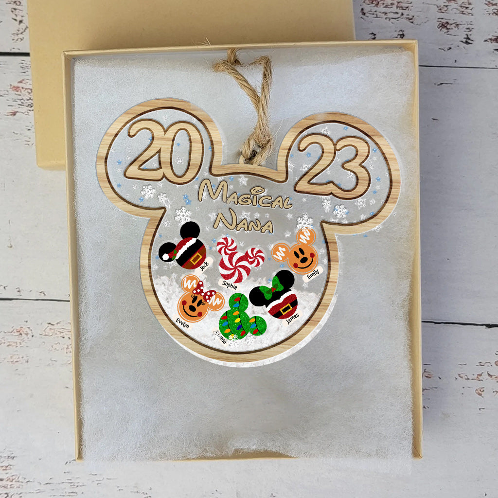Magical Nana Mouse Ears - Personalized Grandma 3 Layered Shaker Ornament