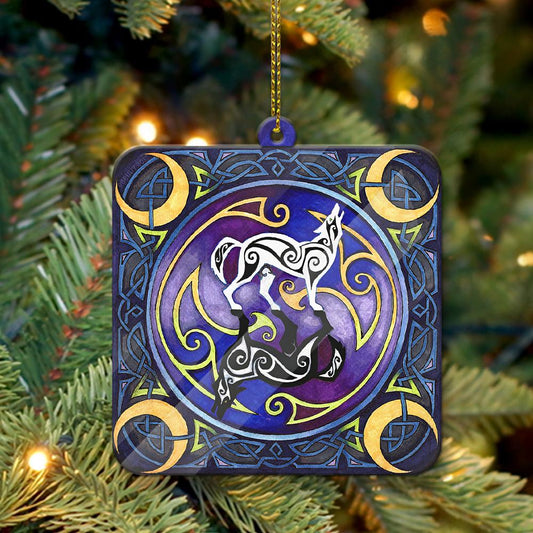 Celtic Totem Wolf - Witch Ornament (Printed On Both Sides) 1022