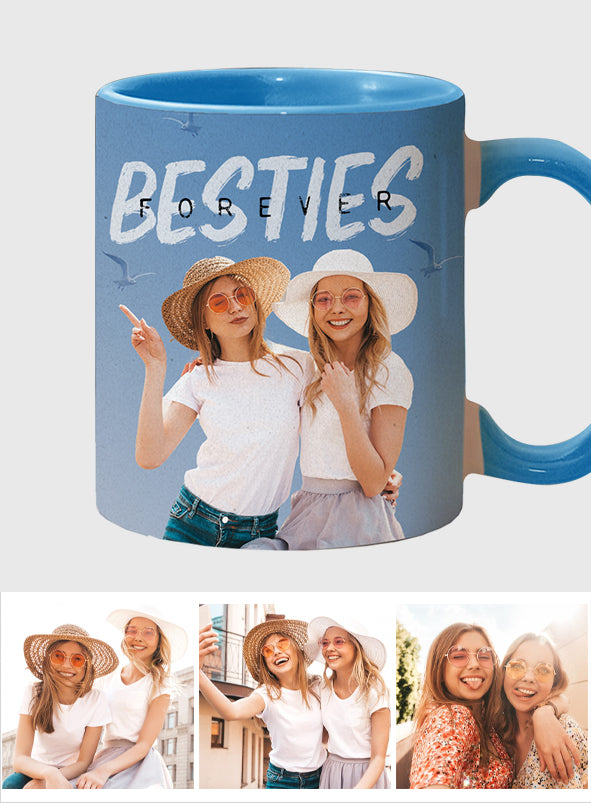 Bestie Forever Vintage Blue - Personalized Bestie Accent Mug