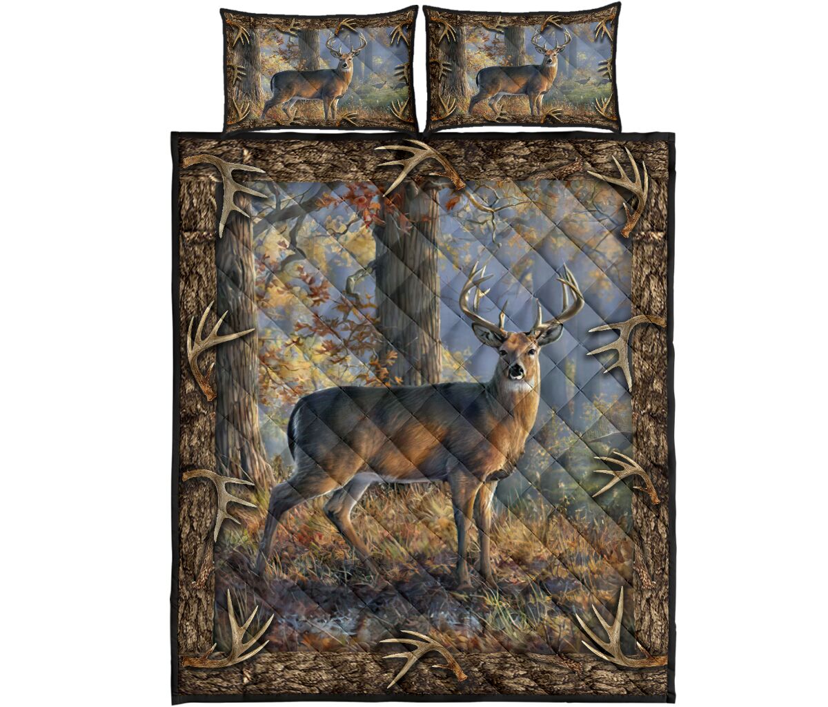 Deer In The Forest Hunting Quilt Set 0622