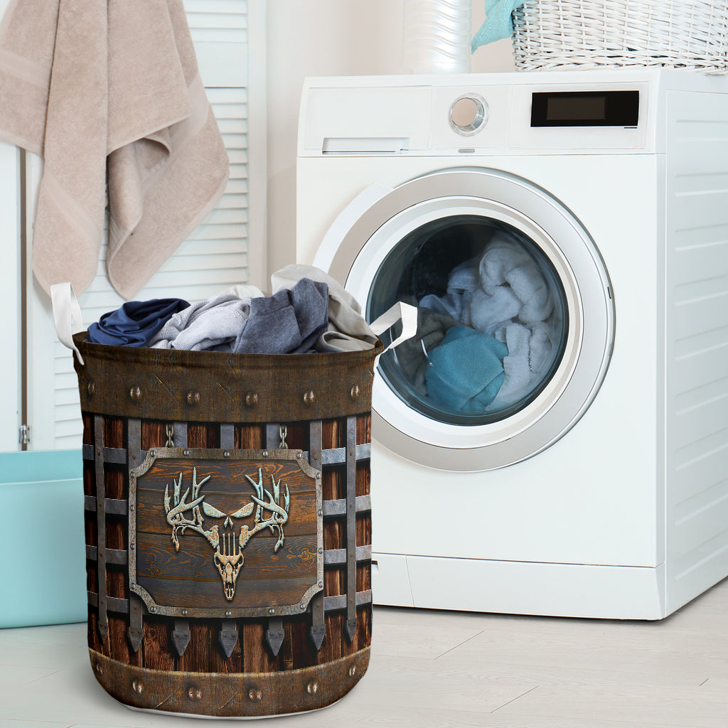 Hunting Metal Pattern Print Hunting Laundry Basket 0622