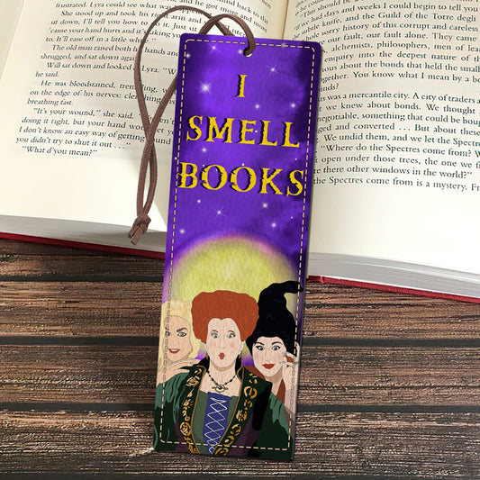 I Smell Books Three Witches Leather Bookmark