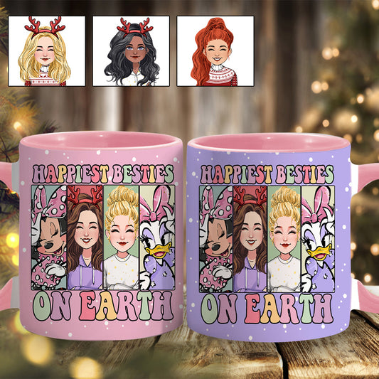 Happiest Besties On Earth - Personalized Bestie Accent Mug