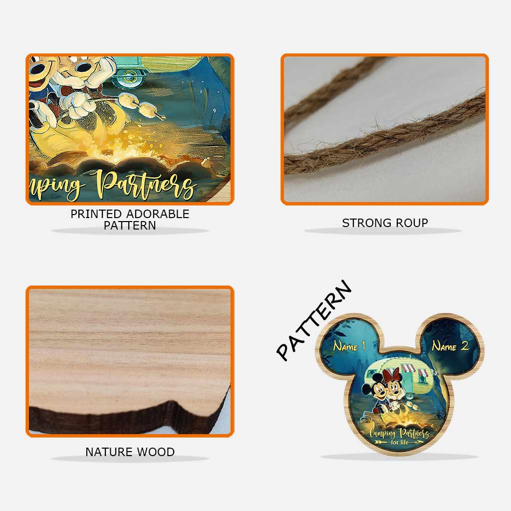 Camping Partners For Life - Personalized Couple Wood Sign With 3D Pattern Print