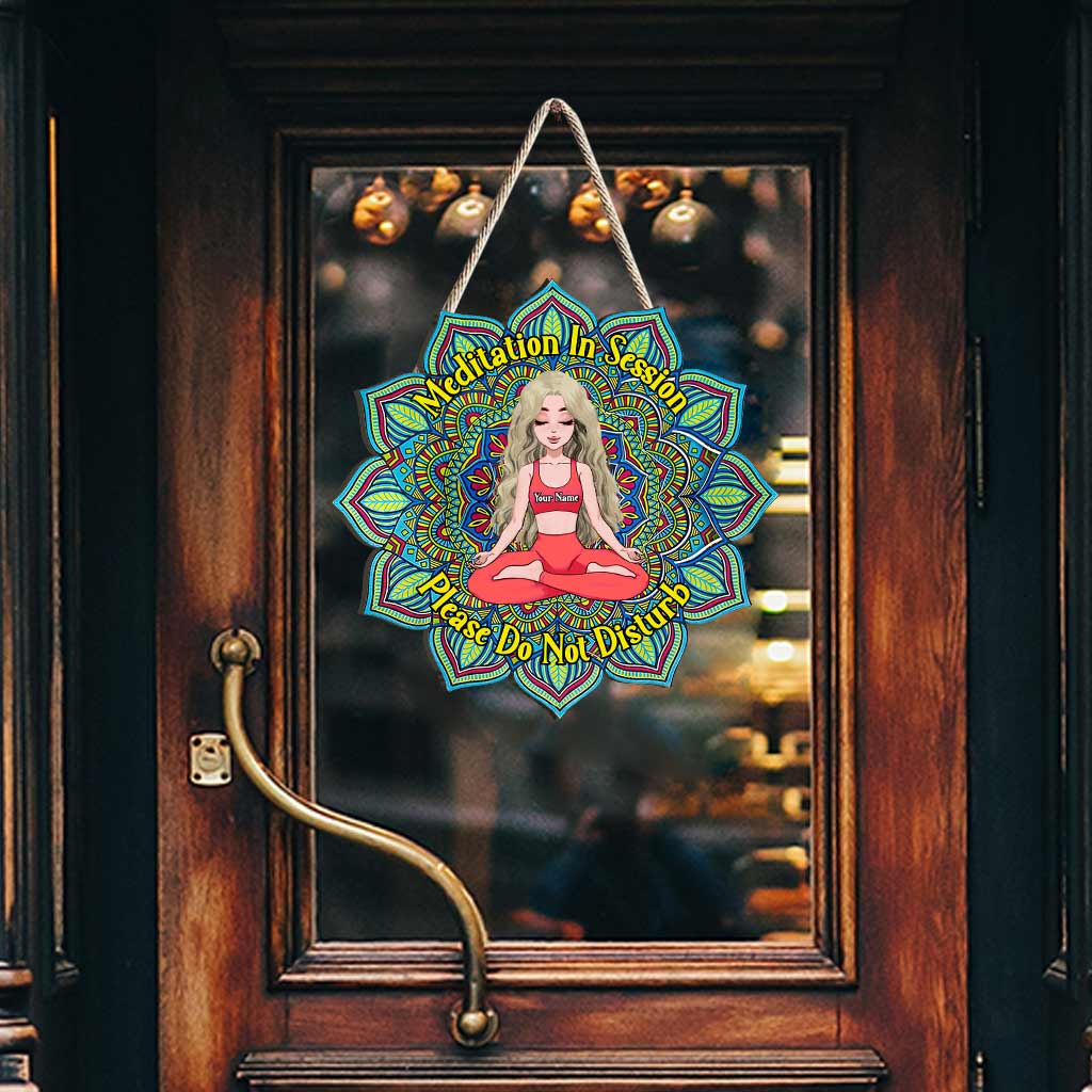 Meditation In Session - Personalized Yoga Wood Sign