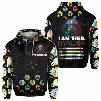 I Am Their Father - Personalized Father's Day The Force All Over T-shirt and Hoodie