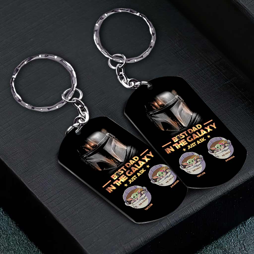 1 Dad In The Galaxy - Personalized Father's Day  The Force Stainless Steel Keychain