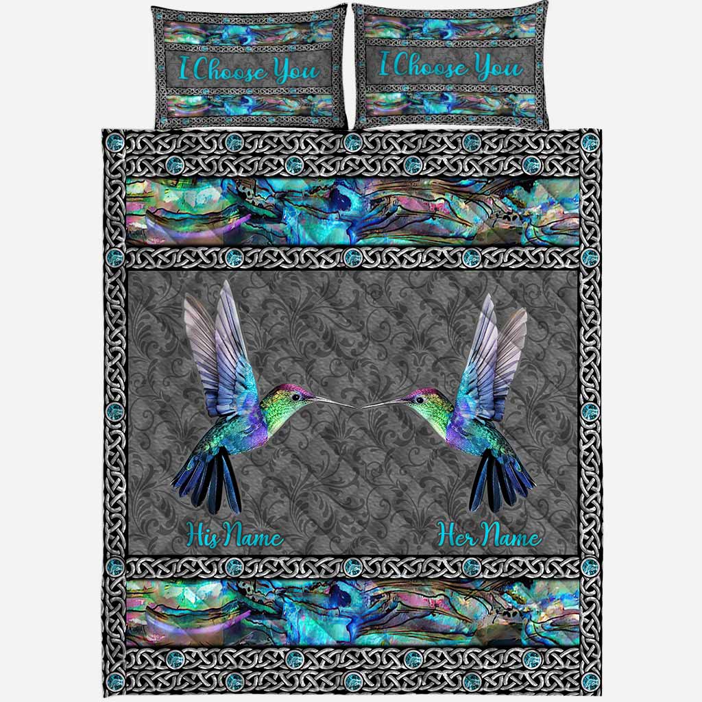 I Choose You - Personalized Hummingbird Quilt Set