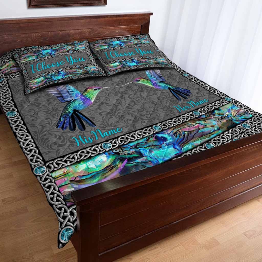 I Choose You - Personalized Hummingbird Quilt Set