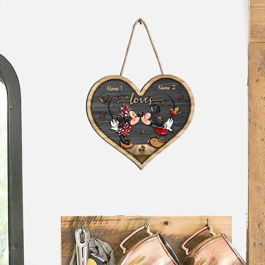 All Of Me Loves All Of You Mouse Ears Couple - Personalized Wood Sign With 3D Pattern Print