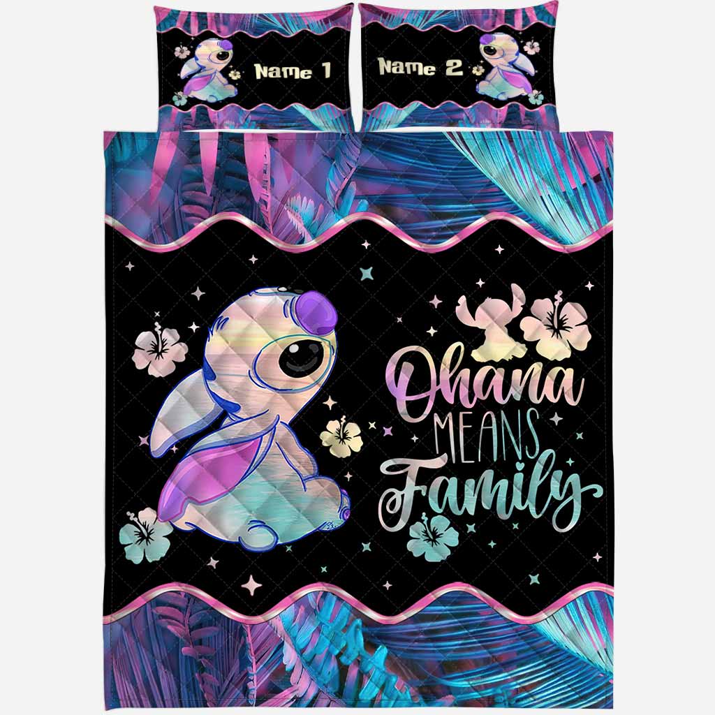 Ohana Means Family - Personalized Ohana Quilt Set