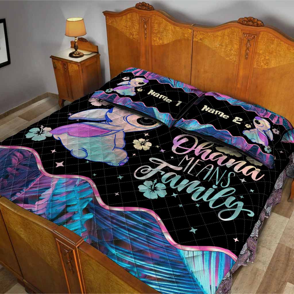 Ohana Means Family - Personalized Ohana Quilt Set