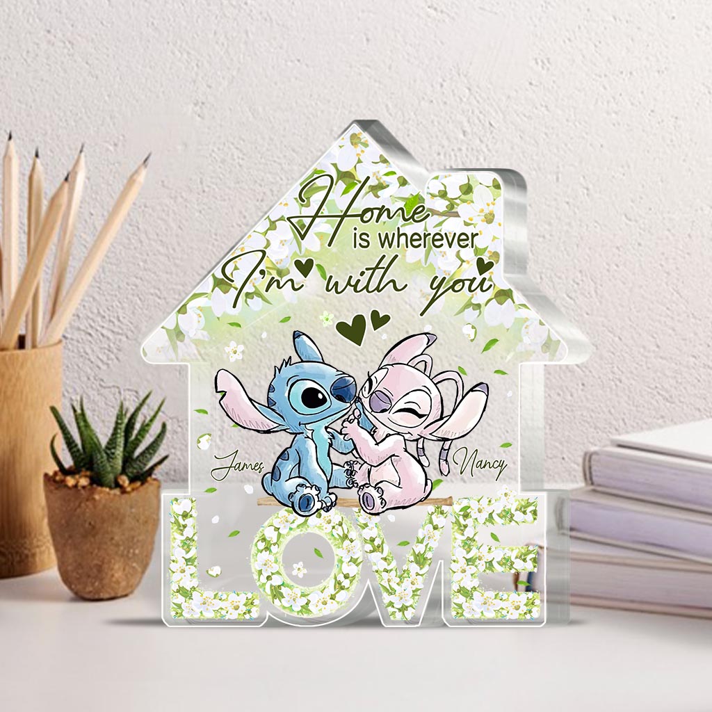 Floral Love Home - Personalized Couple Ohana Custom Shaped Acrylic Plaque