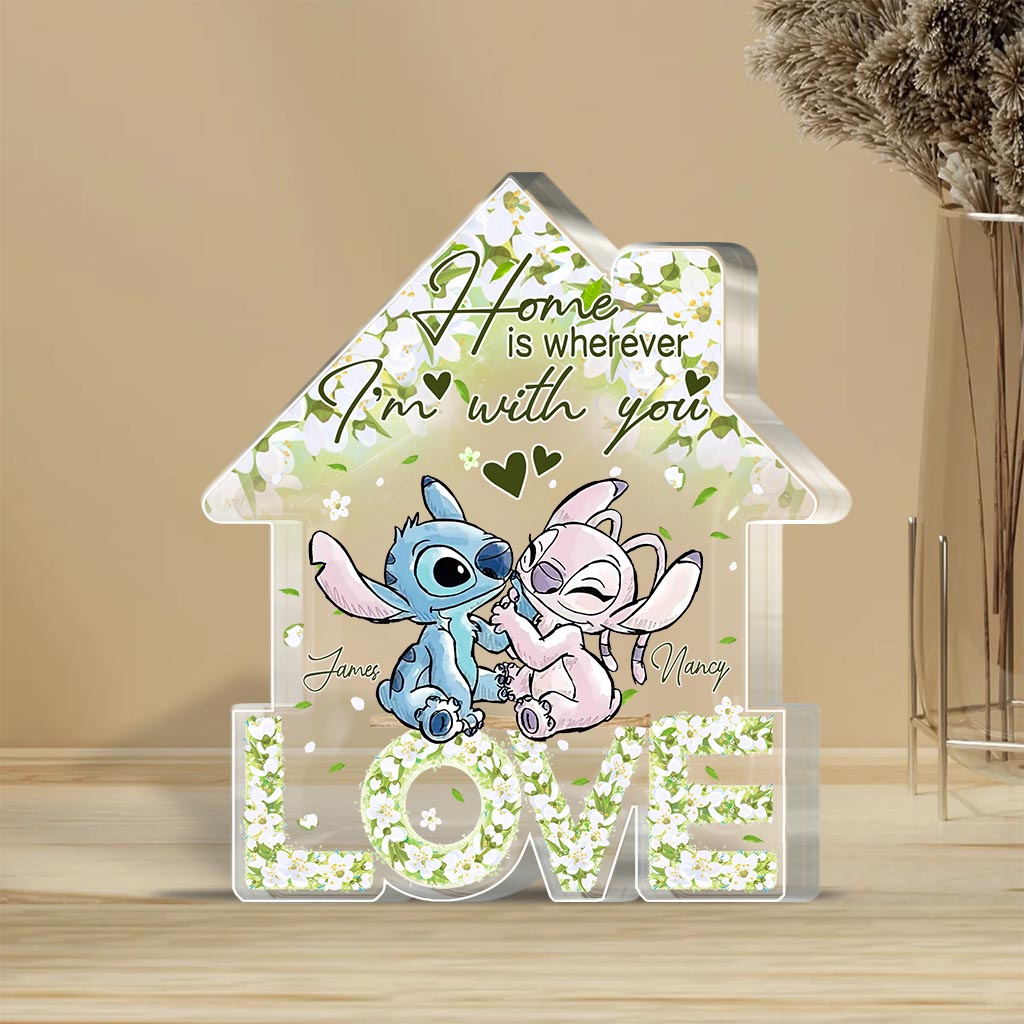 Floral Love Home - Personalized Couple Ohana Custom Shaped Acrylic Plaque