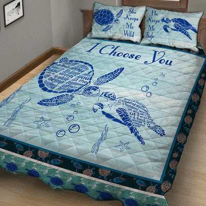 I Choose You Turtle Quilt Bed Set