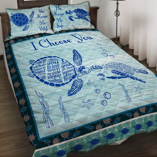 I Choose You Turtle Quilt Bed Set