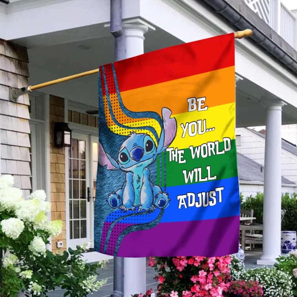 Be You The World Will Adjust - Personalized LGBT Support House Flag