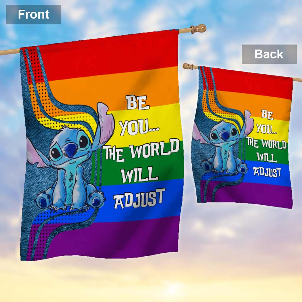 Be You The World Will Adjust - Personalized LGBT Support House Flag