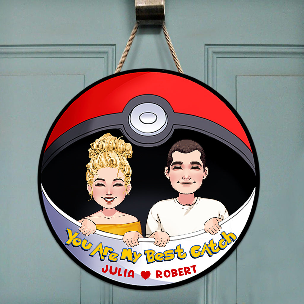 My Best Catch - Personalized Monster Trainer Round Wood Sign