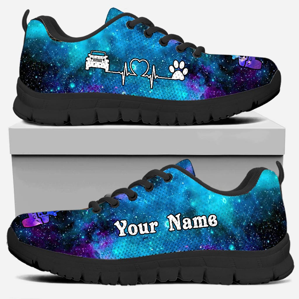 A Girl Her Jp And Her Dog - Personalized Car Sneakers