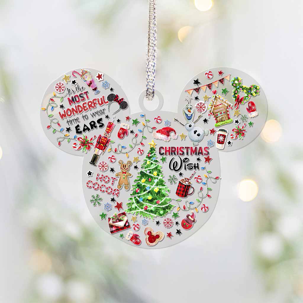 Wonderful Time Of The Year - Christmas Mouse Transparent Ornament