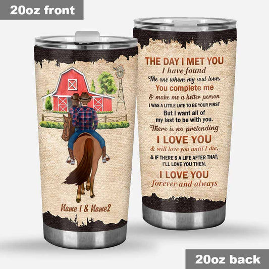 The Day I Met You - Personalized Couple Horse Tumbler