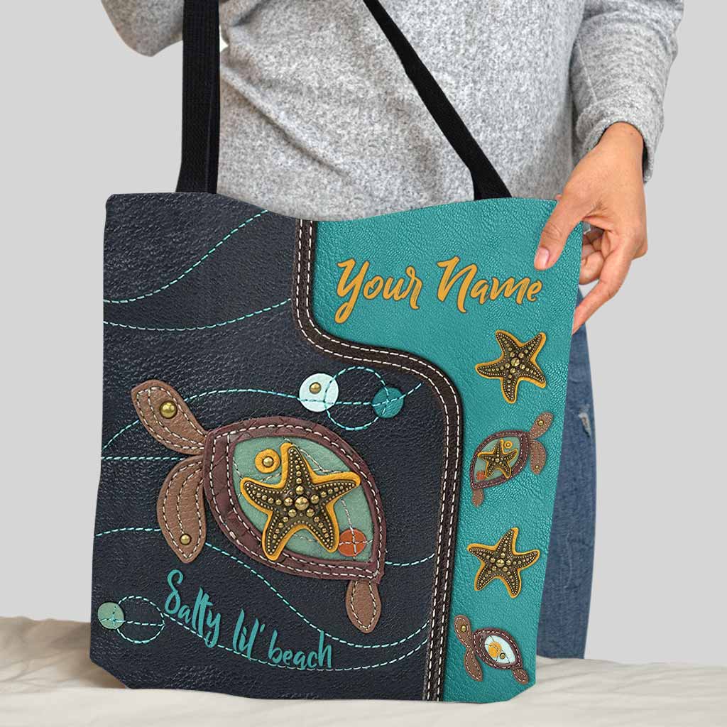 Salty Lil' Beach - Personalized Turtle Tote Bag