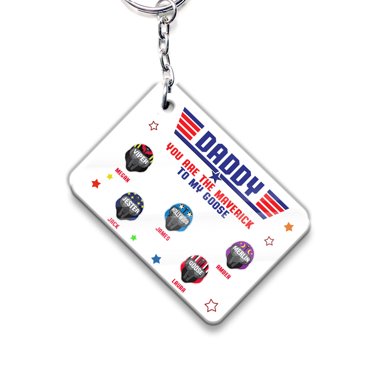 Daddy You Are The Maverick - Personalized Top Gun Keychain (Printed On Both Sides)