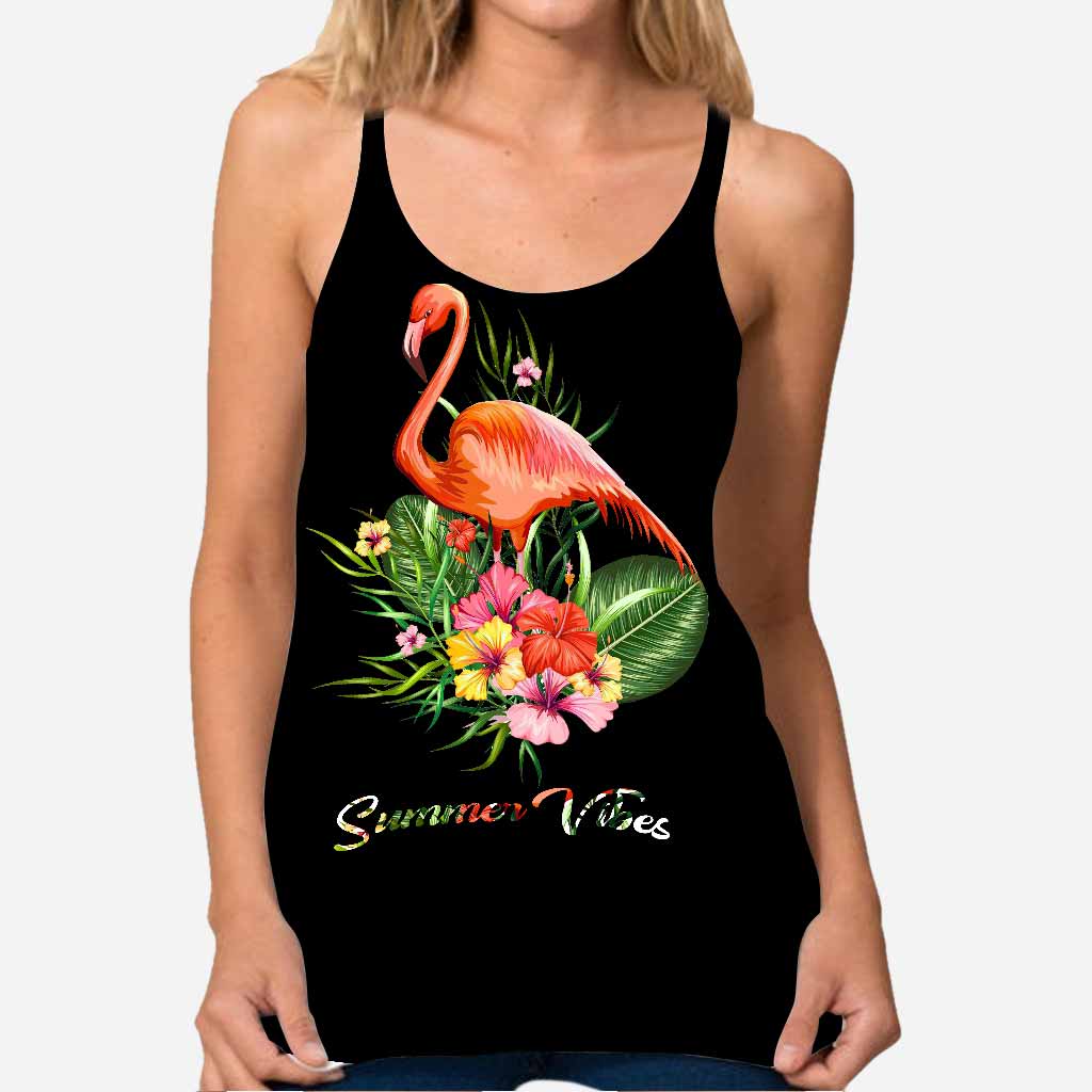 Summer Vibes - Flamingo Cross Tank Top