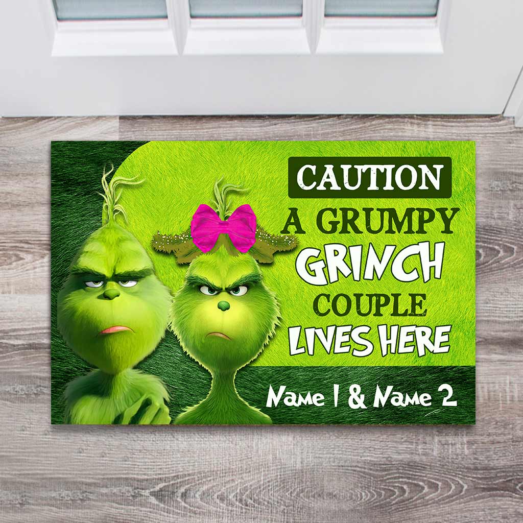 Grumpy Couple - Personalized Christmas Couple Doormat