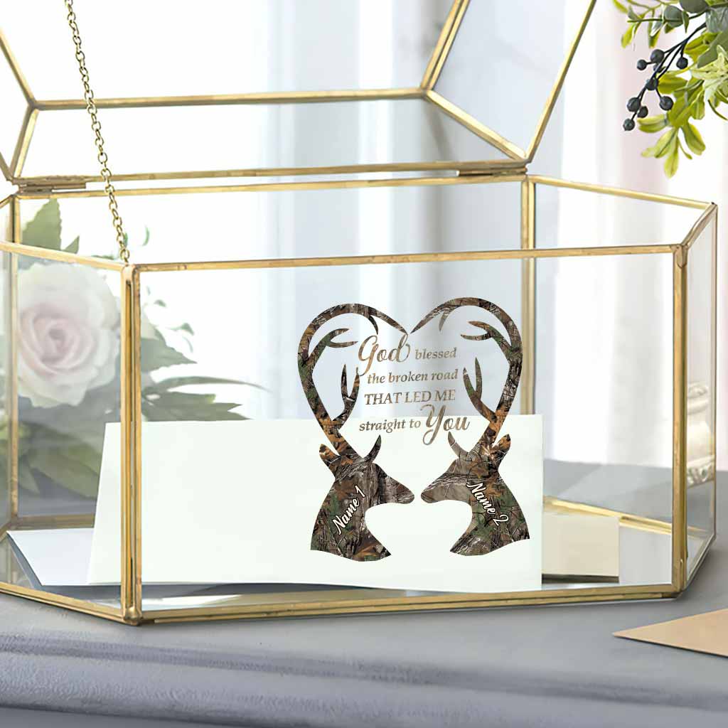 God Blessed The Broken Road - Personalized Couple Hunting Decal Full