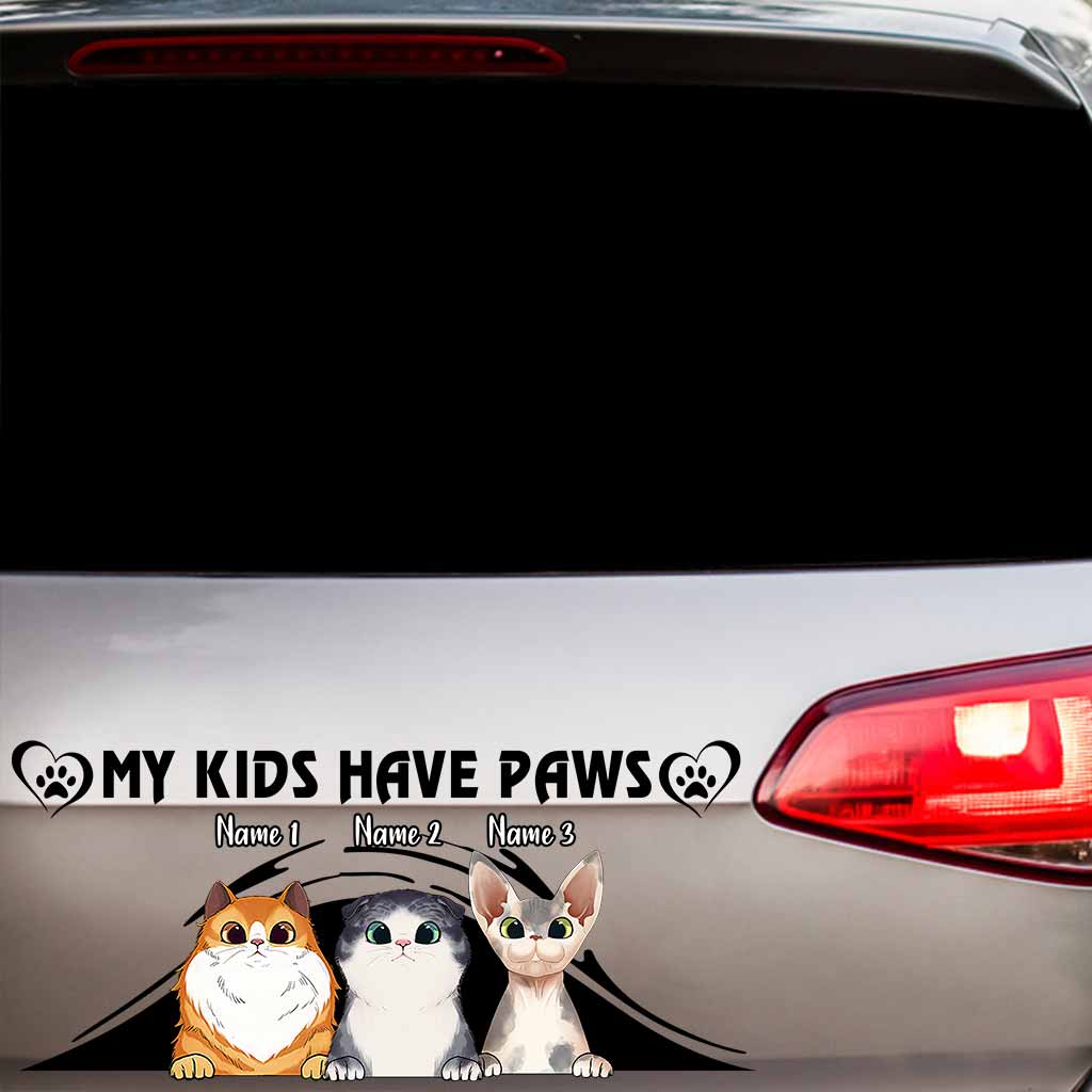 My Kids Have Paws - Personalized Cat Decal Full