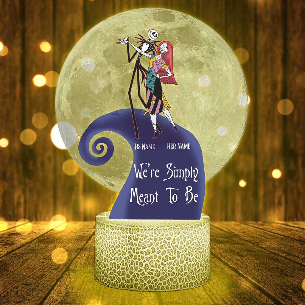 We're Simply Meant To Be - Personalized Couple Nightmare Shaped Plaque Light Base