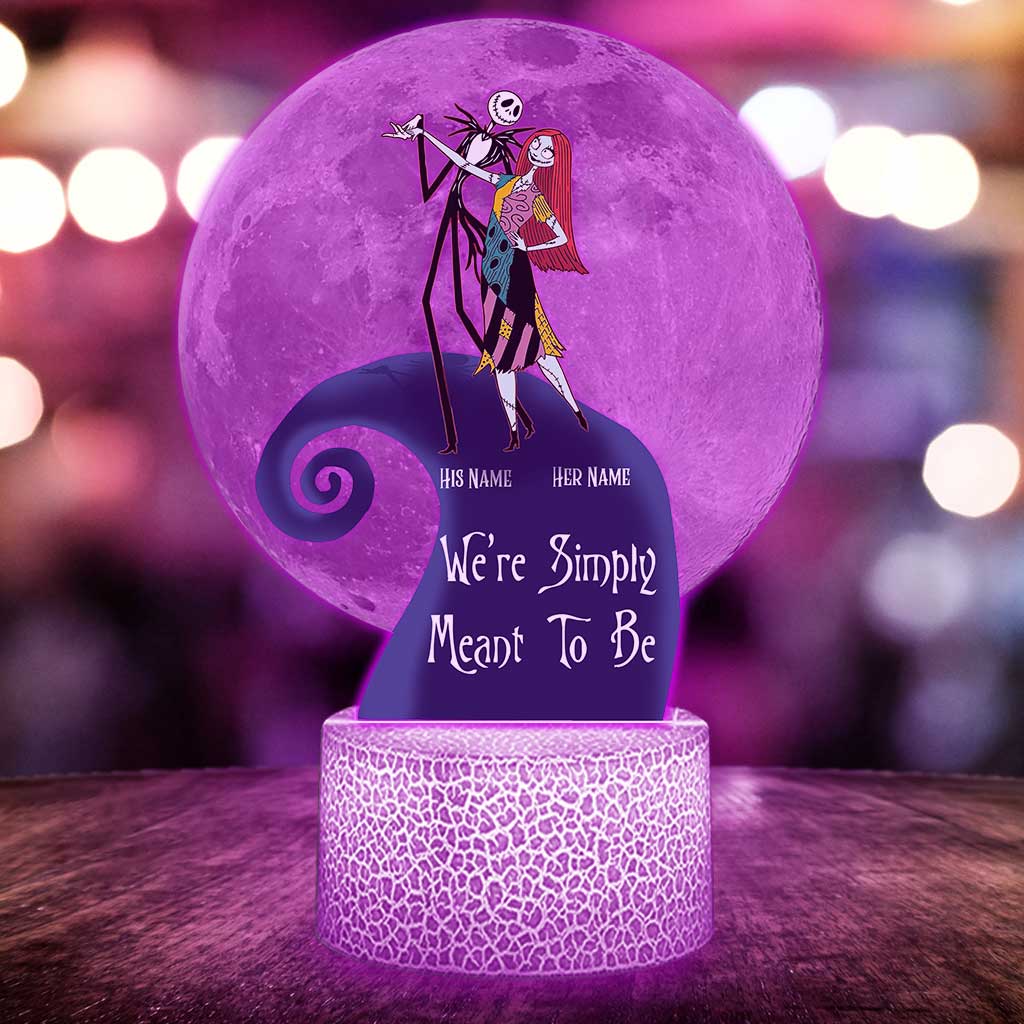 We're Simply Meant To Be - Personalized Couple Nightmare Shaped Plaque Light Base