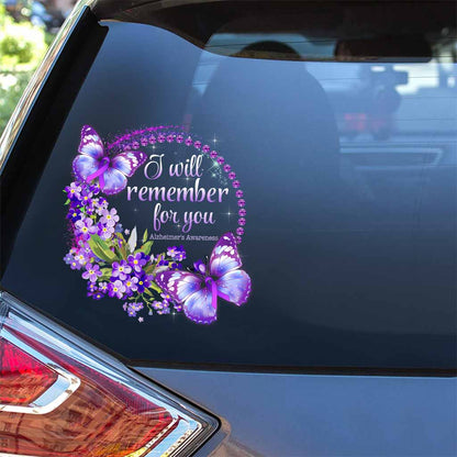 I Will Remember For You - Alzheimer Awareness Decal Full