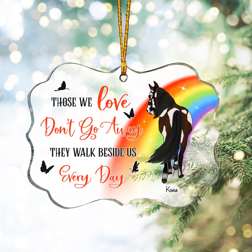 Those We Love Don't Go Away - Personalized Christmas Horse Transparent Ornament