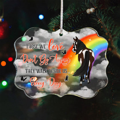 Those We Love Don't Go Away - Personalized Christmas Horse Transparent Ornament