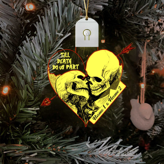 Till Death Do Us Part - Personalized Christmas Skull Shaped Led Acrylic Ornament