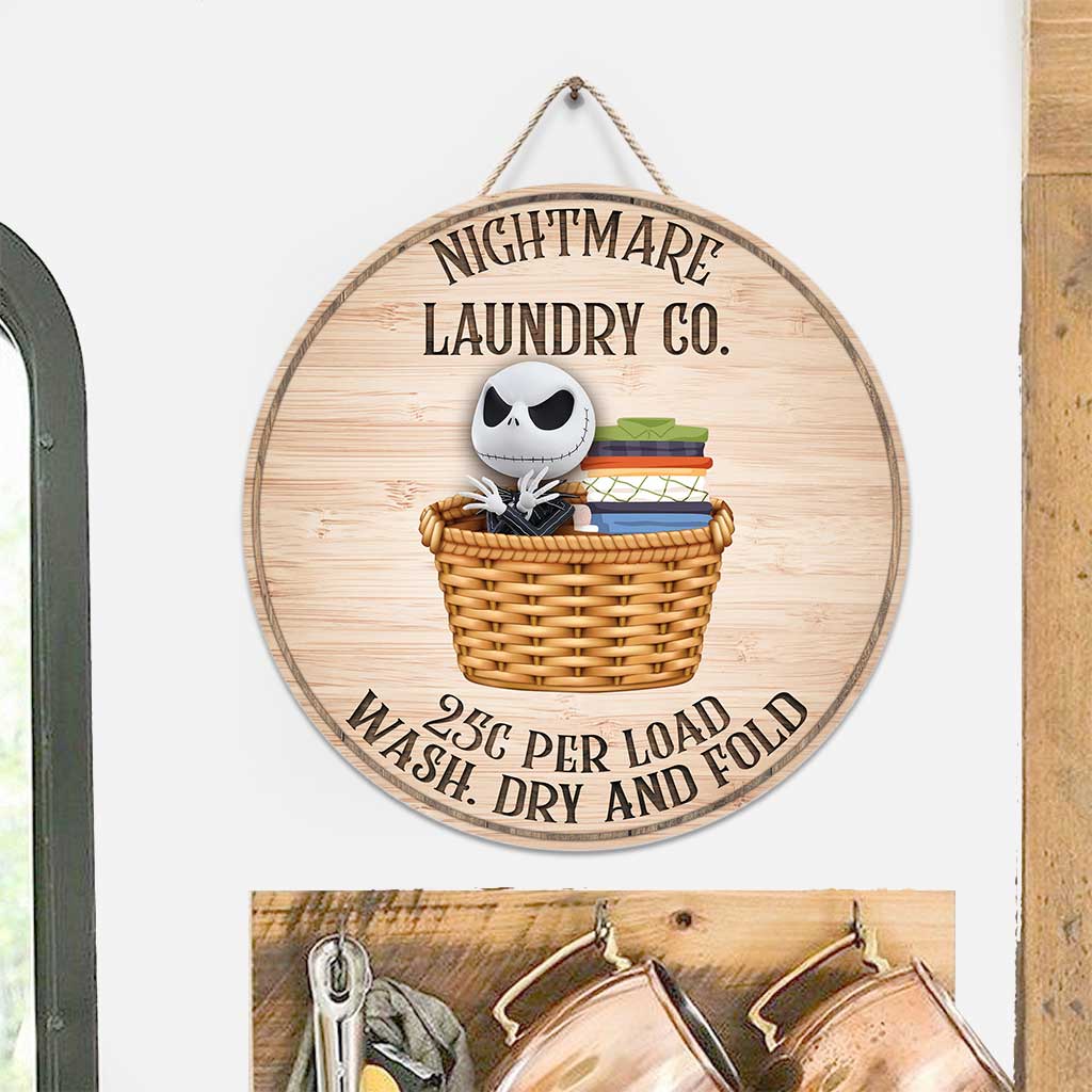 Laundry Co - Nightmare Round Wood Sign
