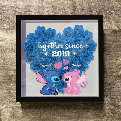 Together Sine - Personalized Ohana Flower Shadow Box