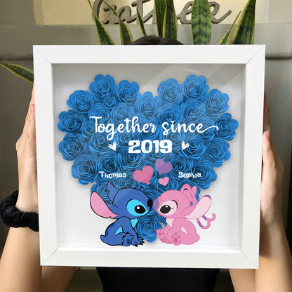 Together Sine - Personalized Ohana Flower Shadow Box