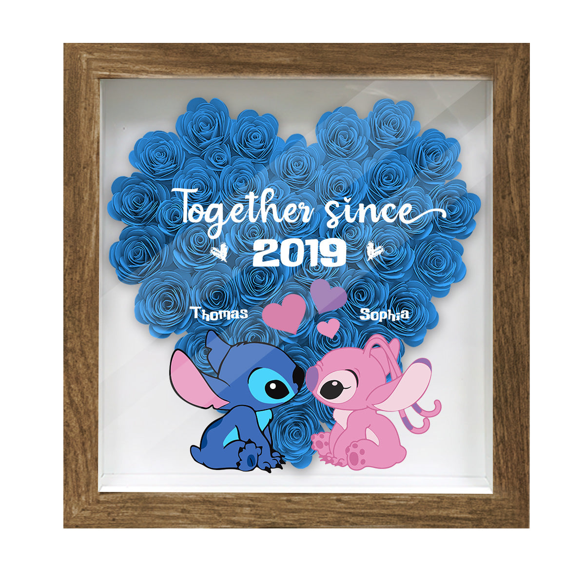 Together Sine - Personalized Ohana Flower Shadow Box