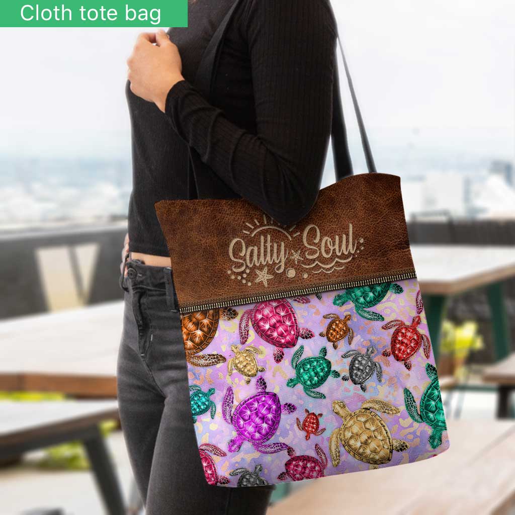 Salty Soul Colorful Turtles Leopard - Personalized Tote Bag