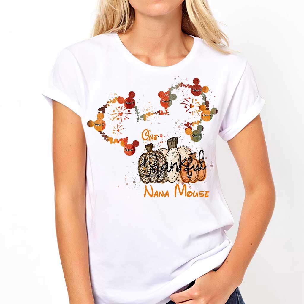 One Thankful Nana Mouse - Personalized Thanksgiving Grandma T-shirt and Hoodie