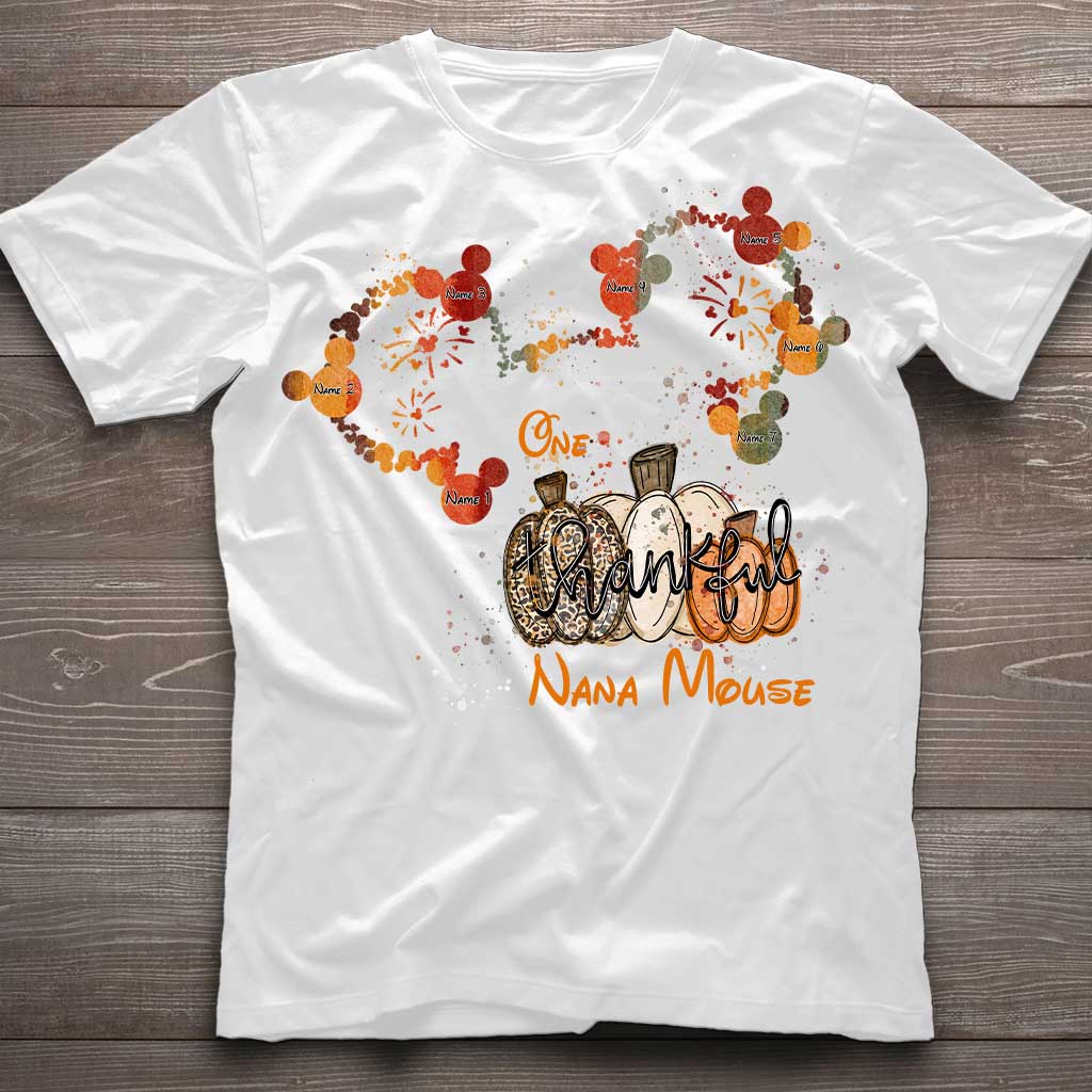 One Thankful Nana Mouse - Personalized Thanksgiving Grandma T-shirt and Hoodie